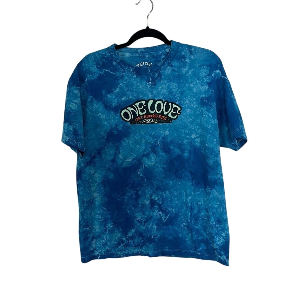 One Love‎ Blue Short Sleeve Cali Reggae Fest 2020 Graphic Print T-Shirt Large